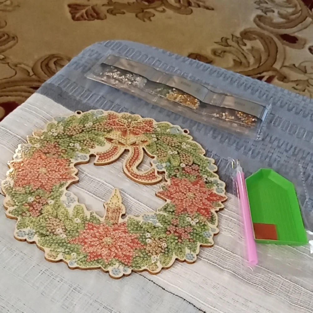 Festive Beaded Diamond Art Holiday Wreath Kit